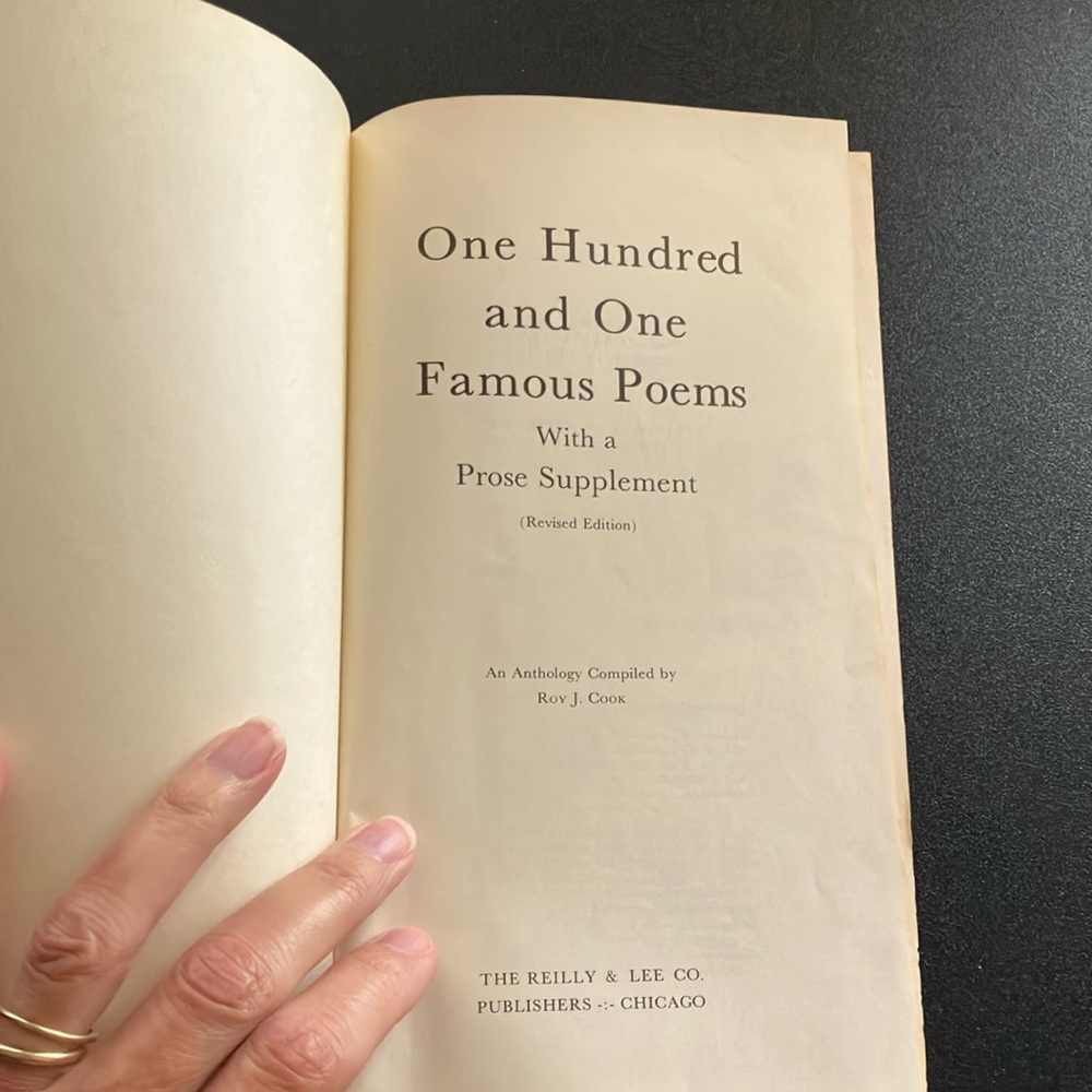 Vintage Poetry Book One Hundred and One Famous Poems 1958 Hardcover Literature